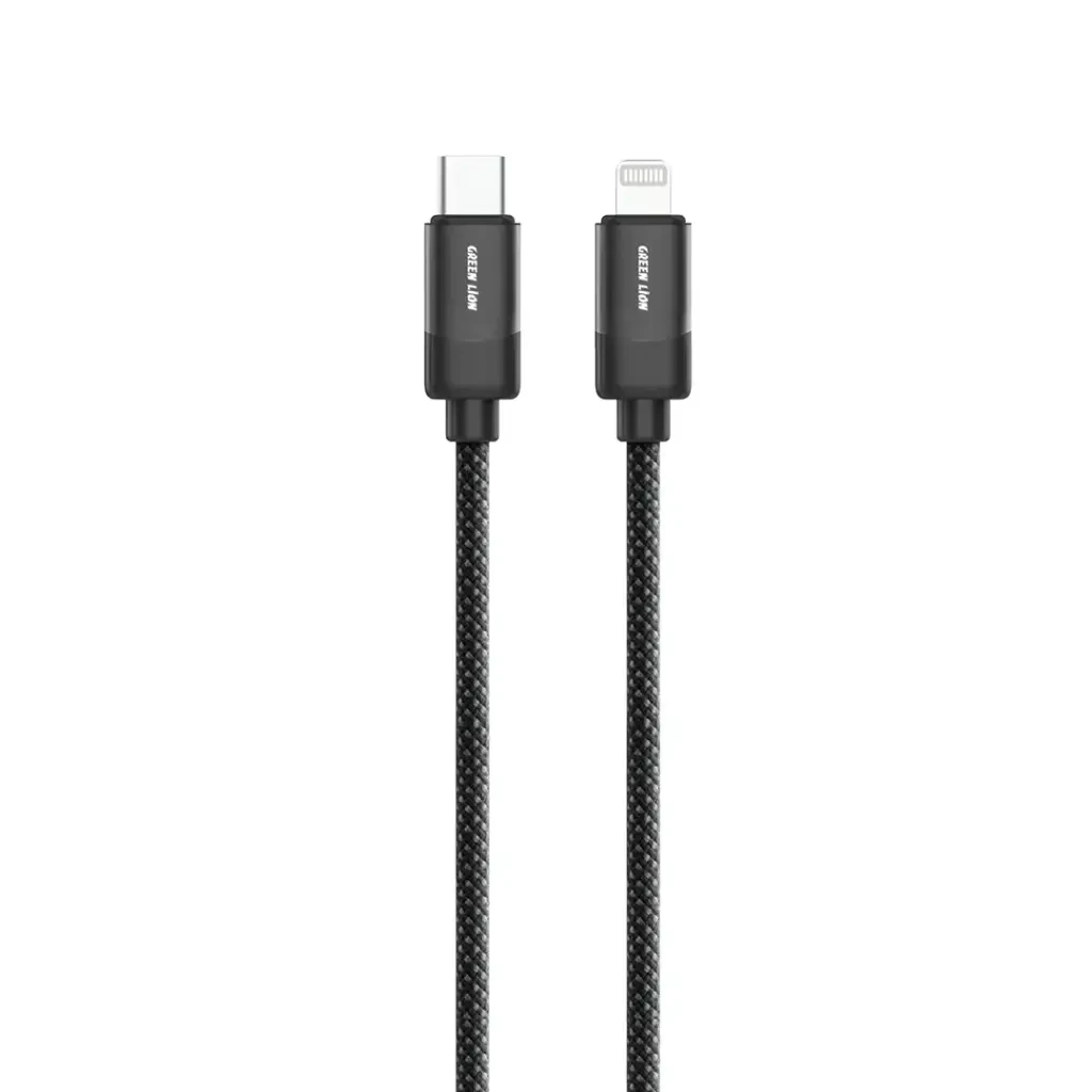 🔌 Green Lion USB-C to Lightning Braided Cable – 1M – Black